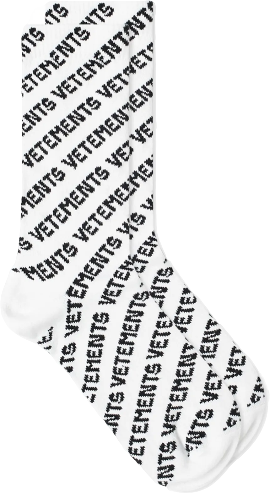 Vetements White White/black All Over Print Logo Sock Sz39-42 UK M