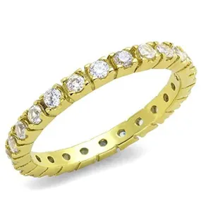 WildKlass Stainless Steel Ring IP Gold Women AAA Grade CZ Clear