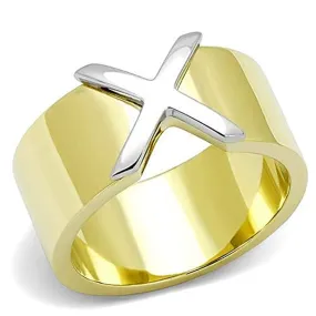 WildKlass Stainless Steel Ring Two-Tone IP Gold Women