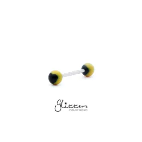 Yellow Acrylic Ball with Black Heart Tongue Barbell