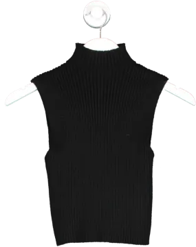 ZARA Black Sleeveless Turtle Neck Rib Knit Top UK S